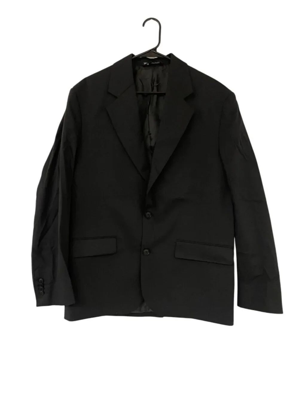 Zara Mens Blazer Suit Jacket Medium Black Italian 100 Wool Single Breasted NWD